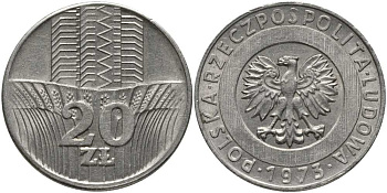 Польша 20 злотых 1973 монетный двор Кремница KM 67, Parchimowicz 245a медно-никель 180-413