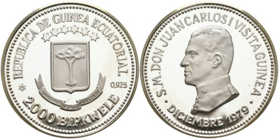 Экваториальная Гвинея 2000 бипквеле 1979 (80) королевский визит Хуана Карлоса I серебро PROOF 01-077-34