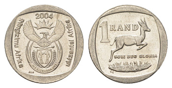 ЮАР 1 ранд 2004 KM 333 медь плакированная никелем 4627-424