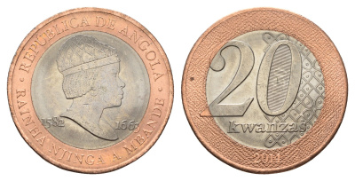 Ангола 20 кванз 2014 год-тип KM 111 биметалл UNC 114-125