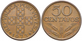 Португалия 50 сентаво 1973 KM 596 бронза 110-1021