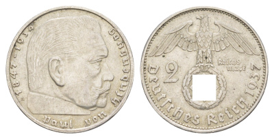 Германия 2 рейхсмарки 1937 A KM 93 серебро 4638-354