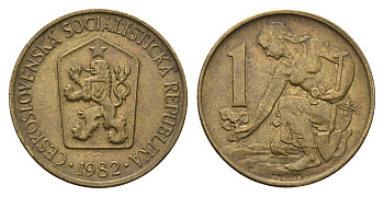 Чехословакия 1 крона 1982 Женщина сажает липовое дерево KM 50 алюминиевая бронза 3336-1045