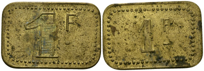 Франция 1 франк ND ресторанный жетон латунь 4166-126