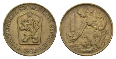 Чехословакия 1 крона 1982 Женщина сажает липовое дерево KM 50 алюминиевая бронза 3336-1045