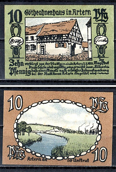 Артерн (Пруссия, Саксония) 5 пфеннигов 1921 Mehl Grabowski A26.3a бумага UNC (пресс) 7556-45-4-2