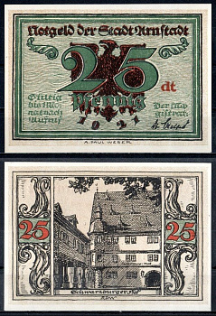 Арнштадт (Тюрингия) 25 пфеннигов 1921 Mehl Grabowski 43.2-6/6 бумага UNC (пресс) 7556-34-2-2