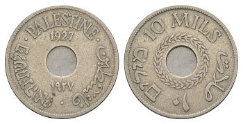 Британская Палестина 10 милей 1927 KM 4 медно-никель 4605-824