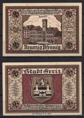 Германия, Грайц 90 пфеннигов 1921 GrM:471.2-4/4 бумага 7555-42-3-1