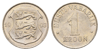 Эстония 1 крона 1993 KM 28 медно-никель 4688-617