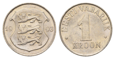 Эстония 1 крона 1993 KM 28 медно-никель 4688-617