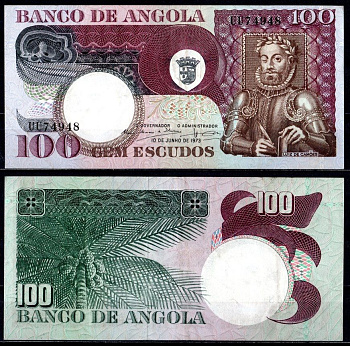 Ангола 100 эскудо 1973 Pick 106 бумага 7214-18-3-1