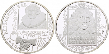 НИДЕРЛАНДЫ МЕДАЛЬ ФЕРДИНАНД БОЛЬ (1616-1680), ПОРТРЕТ ЭЛИЗАБЕТ БАС 1640 ГОД, ДИАМЕТР 30 мм., ВЕС 9,42 гр. медно-никель 1087-2-55