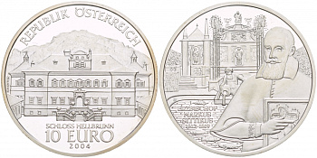 Австрия 10 евро 2004 Замок Хельбрунн, Маркус Ситтикус KM 3111 серебро PROOF 02-117-25