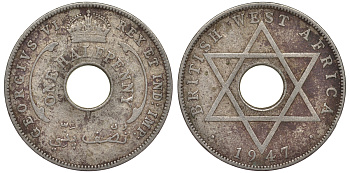 Британская Западная Африка 1/2 пенни 1947 H, Георг VI KM 18 медно-никель 25-1522