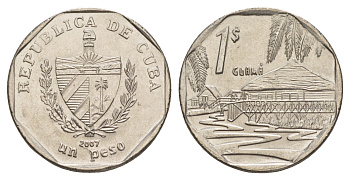 Куба 1 песо 2007 хижины Гуама KM 579 сталь плакированная никелем 4646-457