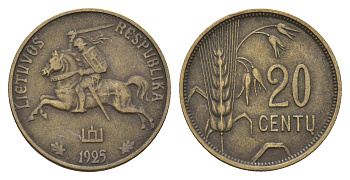 Литва 20 центов (сентов) 1925 KM 74 алюминиевая бронза 46-2467
