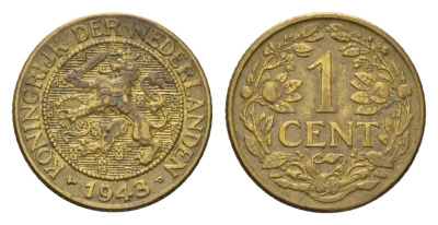 Суринам 1 цент 1943 год-тип KM 10 латунь 44-1056