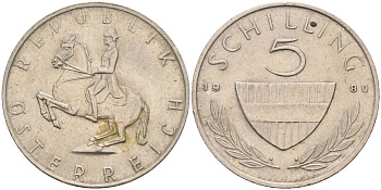 Австрия 5 шиллингов 1980 KM 2889а медно-никель 4126-343