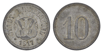 Динкельсбюль 10 пфеннигов 1917 Funck 98.2, Men18 6526.2 цинк 66-523