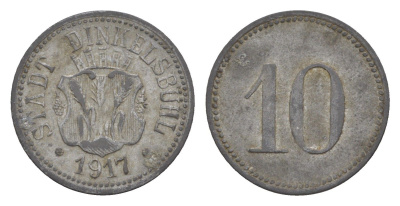 Динкельсбюль 10 пфеннигов 1917 Funck 98.2, Men18 6526.2 цинк 66-523