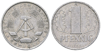 ГДР 1 пфенниг 1960 A KM 8.1 алюминий 206-663