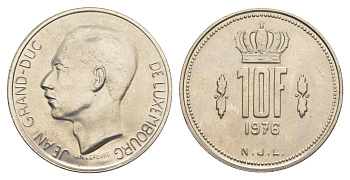 Люксембург 10 франков 1976 Герцог Жан (1964-1999) KM 57 никель UNC 4641-1057