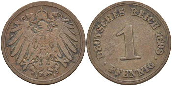 ГЕРМАНИЯ 1 ПФЕННИГ 1898 A KM 10, J. 10, Weege 2 медь 211-226