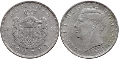 Румыния 500 лей 1944 Михай I (1940-1947) KM 65 серебро 4364-3932
