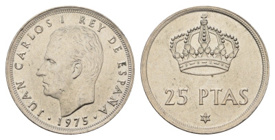 Испания 25 песет 1975 (79) Хуан Карлос I (1975-2014) KM 808 медно-никель UNC 3999-1231
