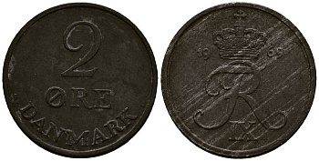 Дания 2 эре 1969 Фредерик IX (1947-1972) KM 840 цинк 4176-534