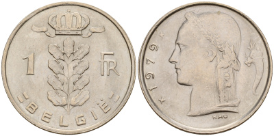 Бельгия 1 франк 1979 Belgie KM 143.1 медно-никель  UNC  4187-214
