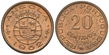 Ангола 20 сентаво 1962 KM 78 бронза UNC 4618-633