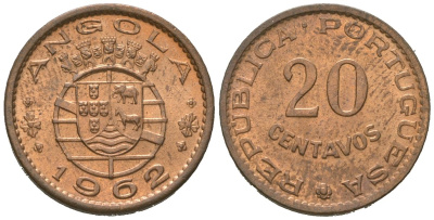 Ангола 20 сентаво 1962 KM 78 бронза UNC 4618-633