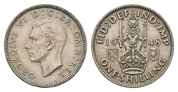 Великобритания 1 шиллинг 1948 Георг VI (1936-1952), Шотландский герб KM 864, Spink 4104 медно-никель 4663-146