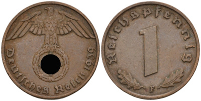 Германия 1 рейхспфенниг 1939 F KM 89, J 361 бронза 4136-1211