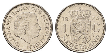 Нидерланды 1 гульден 1973 Юлиана (1948-1980) KM 184a никель 186-426