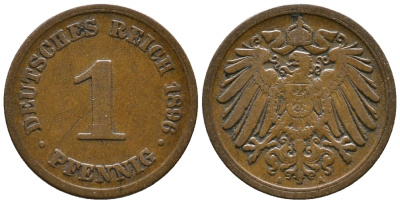 ГЕРМАНИЯ 1 ПФЕННИГ 1896 А KM 10, J. 10 медь 39-822