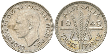 Австралия 3 пенса 1949 Георг V (1936-1952) KM 44 серебро 4621-1212