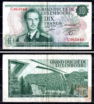 Люксембург 10 франков 1967 Pick 53 a бумага 6312-50-2-2