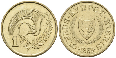 Кипр 1 цент 1998 KM 53.3 никель латунь 4174-1214