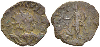 Римская Империя (императоры в Галлии) антониниан 271 - 274 Тетрик I. HILARITAS AVGGG, Хиларитата, держит пальмовую ветвь и рог изобилия, Колония Агриппины, Very fine RIC 80 биллон 1073-14-25