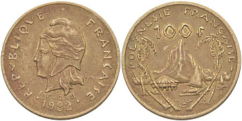 Французская Полинезия 100 франков 1982 KM 14 никель бронза 4403-121