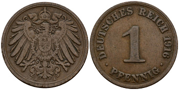 Германия 1 пфенниг 1916 A KM 10, J. 10 медь 192-954