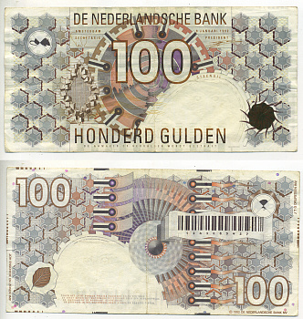 НИДЕРЛАНДЫ 100 ГУЛЬДЕНОВ 1992 1993 ГОД Pick 101 бумага 7553-29-3