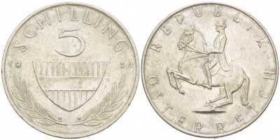 АВСТРИЯ 5 ШИЛЛИНГОВ 1974 KM 2889а медно-никель 77-1013