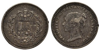 Великобритания 1 1/2 пенса 1840 Виктория (1837-1901) KM 728, Spink 3915 серебро 1520-1045