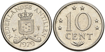 Нидерландские Антилы 10 центов 1979 Юлиана (1948-1980) KM 10 никель 4585-957