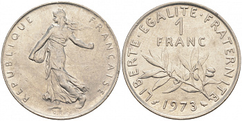 ФРАНЦИЯ 1 ФРАНК 1973 СЕЯТЕЛЬ KM 925.1 никель 186-343