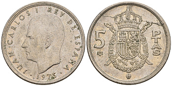 Испания 5 песет 1975 (80) Хуан Карлос I (1975-2014) KM 807 медно-никель 259-336